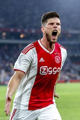 AMSTERDAM, 14-08-2018 , Johan Cruyff-Arena , football season 2018 2019, UEFA Champions League third qualifying round, 2nd leg , Ajax player Klaas Jan Huntelaar celebrating the 1-0 during the game Ajax - Standard Luik Ajax - Standard Luik  x2399163x