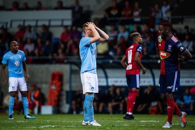 180814 Anders Christiansen of Malmö FF looks dejected during the UEFA Champions League qualifying match between Vidi and Malmö FF on August 14, 2018 in Felcsut. Photo: Ludvig Thunman BILDBYRN kod LT 35516 Copyright: LUDVIGxTHUNMAN BB180814LT066