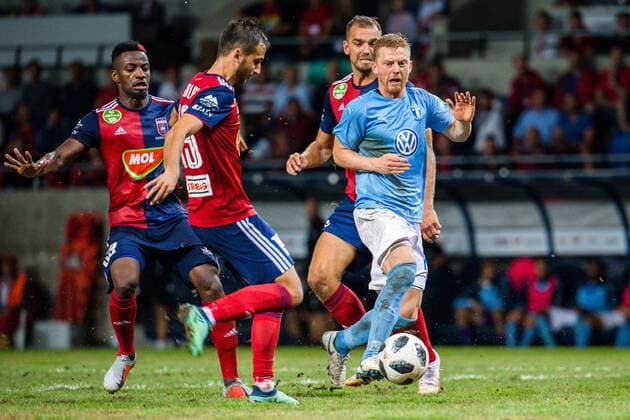 180814 Anders Christiansen of Malmö FF during the UEFA Champions League qualifying match between Vidi and Malmö FF on August 14, 2018 in Felcsut. Photo: Ludvig Thunman BILDBYRN kod LT 35516 Copyright: LUDVIGxTHUNMAN BB180814LT092