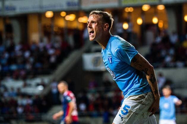 180814 Sören Rieks of Malmö FF reacts during the UEFA Champions League qualifying match between Vidi and Malmö FF on August 14, 2018 in Felcsut. Photo: Ludvig Thunman BILDBYRAN kod LT 35516 Copyright: LUDVIGxTHUNMAN BB180814LT095