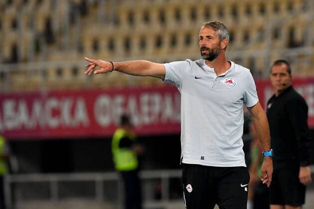 SOCCER - UEFA CL quali, Shkendija vs RBS SKOPJE,MACEDONIA,14.AUG.18 - SOCCER - UEFA Champions League, qualification, KF Shkendija vs Red Bull Salzburg. Image shows head coach Marco Rose (RBS). GEPAxpictures xFlorianxErtl