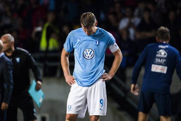 180814 Markus Rosenberg of Malmö FF looks dejected after the UEFA Champions League qualifying match between Vidi and Malmö FF on August 14, 2018 in Felcsut. Photo: Ludvig Thunman BILDBYRAN kod LT 35516 Copyright: LUDVIGxTHUNMAN BB180814LT132