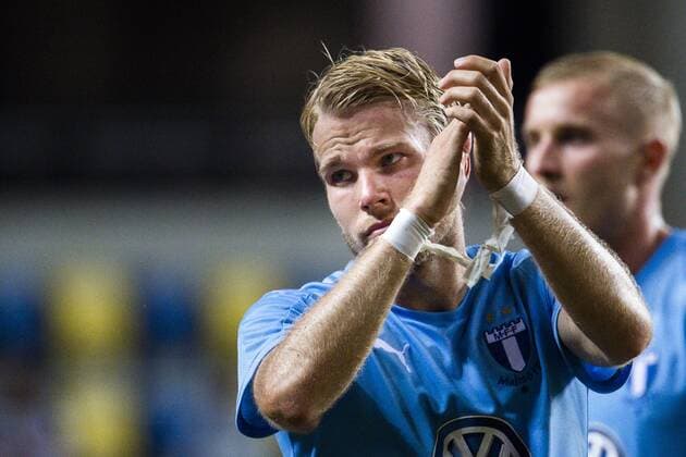 Sport Bilder des Tages 180814 Oscar Lewicki of Malmö FF looks dejected after the UEFA Champions League qualifying match between Vidi and Malmö FF on August 14, 2018 in Felcsut. Photo: Ludvig Thunman BILDBYRAN kod LT 35516 Copyright: LUDVIGxTHUNMAN BB180814LT136