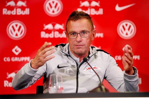 Sport Bilder des Tages RB Leipzig - PK Euro League Quali Leipzig, 15.08.2018, RB Leipzig Akademie, Fussball, Qualifikation zur UEFA Europa League , PK am Vortag des Spiels Uni Craiova (ROU) vs. RB Leipzig (GER) , Im Bild: Ralf Rangnick, RB Leipzig Cheftrainer und Sportdirektor ,