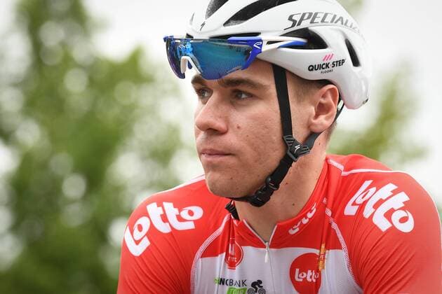 Dutch Fabio Jakobsen of Quick-Step Floors pictured at the start of the third stage of the Binkcbank Tour cycling race, 166km from Aalter to Antwerp in Belgium, Wednesday 15 August 2018. DAVIDxSTOCKMAN  x05406380x