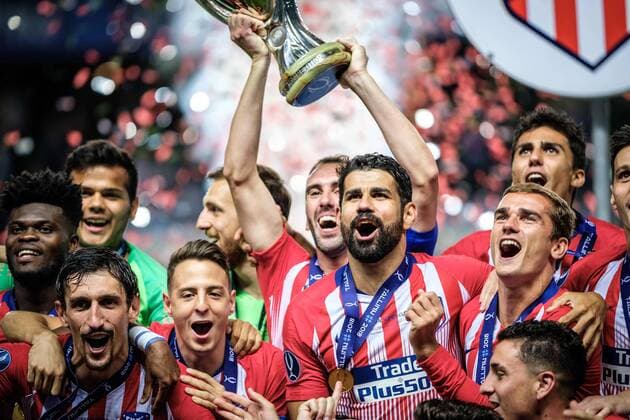 Sport Themen der Woche KW33 Sport Bilder des Tages August 16, 2018 - Tallinn, Estonia - Diego Costa of Atletico Madrid celebrating at UEFA Super Cup 2018 in Tallinn..The UEFA Super Cup 2018 was played between Real Madrid and Atletico Madrid. Atletico Madrid won the match 4-2 during extra time after and took the trophy after drawing at 2-2 during the first 90 minute of game play. Soccer 2018: Supercup: Atletico Madrid 4:2 Real Madrid - ZUMAs197 20180816_zaa_s197_003 Copyright: xHendrikxOsulax