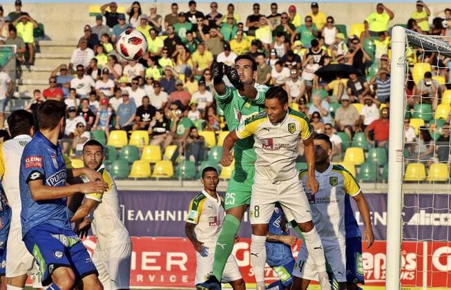 Fußball, EL Quali, AEK Larnaca - Sturm Graz SOCCER - EL, Larnaca vs Sturm LARNACA,CYPRUS,16.AUG.18 - SOCCER - UEFA Europa League, AEK Larnaka vs SK Sturm Graz. Image shows Tono Ramirez (Larnaca) and Acoran (Larnaca). GEPAxpictures xM.xOberlaender