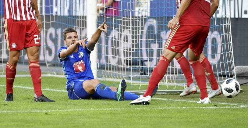 16.08.2018 Luzern,Schweiz ,Fussball Herren Saison 2018 2019 Europa League Qualifikation .FC Luzern - Olympiacos FC Im Bild : Luzerns Pascal Schuerpf schreit Aktion Einzelbild