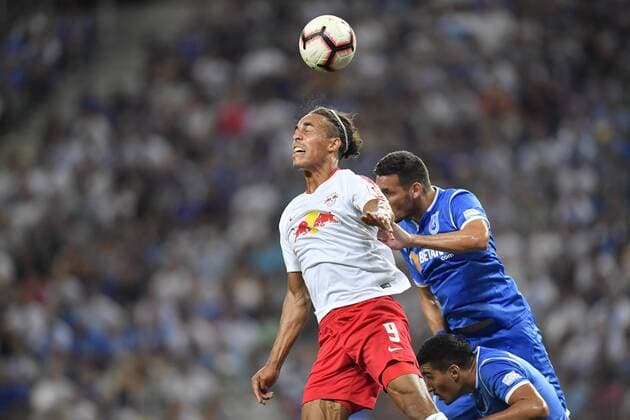 U Craiova 1984 Club Sportiv - RB Leipzig RB Leipzig s Yussuf Poulsen in action during UEFA Europa League 2018 2019, Third Qualifying Round, 2st leg match between U Craiova 1984 Club Sportiv vs RB Leipzig on Ion Oblemenco Stadium, Craiova Romania, 16 August 2018 Copyright: xAlexxNicodimx