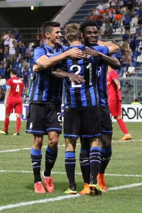 Photo LaPresse Moro Francesco august 16-2018 reggio emilia (Italy) Atalanta vs Hapoel Haifa - third qualifying round Uefa Europa League 2018-2019 - Mapei stadium Reggio Emilia Soccer in the pic: Zapata celebrates after scoring goal 1-0  Copyright: xMoroxFrancesco LaPresse LaPressex