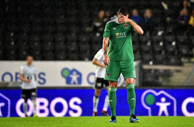 UEFA Europa League Third Qualifying Round Second Leg, Lerkendal Stadion, Trondheim, Norway 16 8 2018 Rosenborg vs Cork City Cork s Damien Delaney dejected after the game Damien Delaney dejected after the game 16 8 2018  Copyright: x©INPHO OlexMartinxWoldx td161def
