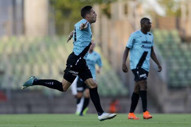 Patrick Stumpf (F91 Duedelingen - 21) jubelt, freut sich, Jubel, Freude nach seinem Tor zum 1:0 16.08.2018 Fussball Europa League Qualifikation, 3. Runde, Saison 2018-2019 16.08.2018 LUX, ELQ, F91 Düdelingen (LUX) - Legia Warschau (POL) (Dudelange, Warszawa) Stade Josy Barthel, Luxemburg 