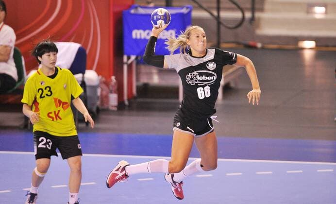 Handball, Damen U18 WM, Deutschland - Südkorea 2018.08.16 Kielce Pilka reczna Mlodziezowe Mistrzostwa Swiata w Pilce Recznej Kobiet do lat 18 Niemcy - Korea N z Dana Bleckmann Foto Lukasz Sobala Press Focus NEWSPIX.PL 2018.08.16 Kielce Handball IHF Youth U18 Womens World Germany - Korea Dana Bleckmann Credit: Lukasz Sobala Press Focus --- Newspix.pl  20180816PF_LS333