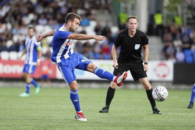 Jordan Dominguez Rajo of HJK during UEFA Europa League Third Qualifying Round second match HJK Helsinki vs Olimpja Ljubljana at Telia 5G Stadium in Helsinki Finland on 16th August 2018. Matti Raivio All Over Press XXKEIKKAXX  MR021179