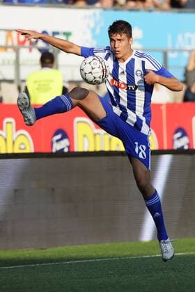 Roni Peiponen of HJK during UEFA Europa League Third Qualifying Round second match HJK Helsinki vs Olimpja Ljubljana at Telia 5G Stadium in Helsinki Finland on 16th August 2018. Matti Raivio All Over Press XXKEIKKAXX  MR021192