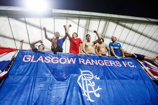 16.08.2018, Ljudski Vrt, Maribor, SLO, UEFA EL, NK Maribor vs Glasgow Rangers, Qualifikation, 3. Runde, Rueckspiel, im Bild FC Glasgow Rangers fans during the UEFA Europa League qualifier 3rd round, 2nd leg match between LASK and Glasgow Rangers at the Ljudski Vrt in Maribor, Slovenia on 2018 08 16. Maribor