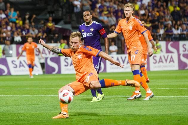 16.08.2018, Ljudski Vrt, Maribor, SLO, UEFA EL, NK Maribor vs Glasgow Rangers, Qualifikation, 3. Runde, Rueckspiel, im Bild Ross McCrorie of FC Rangers during the UEFA Europa League qualifier 3rd round, 2nd leg match between LASK and Glasgow Rangers at the Ljudski Vrt in Maribor, Slovenia on 2018 08 16. Maribor