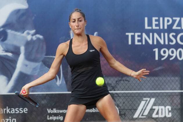 ITF-Tennis, Leipzig Open 2018, Finale Doppel Petra KREJSOVA (CZ) Jesika MALECKOVA (CZ) vs. Cristina DINU (ROU im Bild) Gana POZNIKHIRENKO (UKR), Finale Doppel Final Doubles des ITF Tennisturniers Leipzig Open 2018 am 18.08.2018 beim Leipziger Tennisclub LTC, Nordanlage.