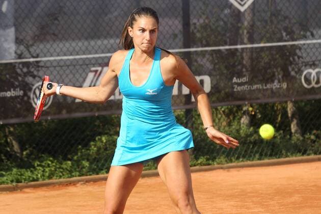 ITF-Tennis, Leipzig Open 2018, Finale Doppel Petra KREJSOVA (CZ) Jesika MALECKOVA (CZ) vs. Cristina DINU (ROU) Gana POZNIKHIRENKO (UKR im Bild), Finale Doppel Final Doubles des ITF Tennisturniers Leipzig Open 2018 am 18.08.2018 beim Leipziger Tennisclub LTC, Nordanlage.