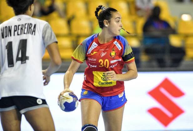 2018.08.18 Kielce Pilka reczna Mlodziezowe Mistrzostwa Swiata w Pilce Recznej Kobiet do lat 18 Hiszpania - Niemcy N z MARTINEZ RUIZ Elena Foto Rafal Rusek PressFocus 2018.08.18 Kielce Handball IHF Youth U18 Womens World Championship WM Weltmeisterschaft 2018 Spain - Germany MARTINEZ RUIZ Elena Credit: Rafal Rusek PressFocus NEWSPIX.PL --- Newspix.pl  20180818PF_RR029