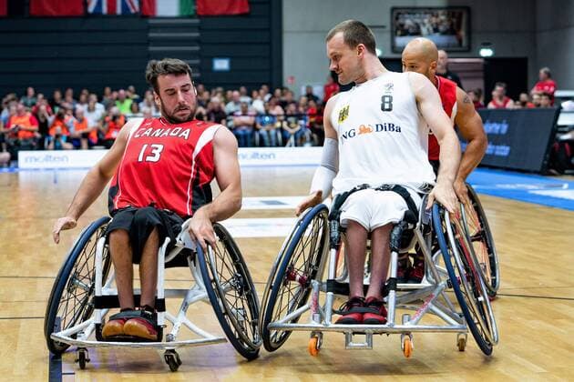 Rollstuhlbasketball WM 2018 in Hamburg - Gruppenphase Männer Deutschland GER gegen Kanada CAN Rollstuhlbasketball WM 2018 in Hamburg - Gruppenphase Männer Deutschland GER gegen Kanada CAN, Hamburg Hamburg Deutschland Edeloptics-Arena
