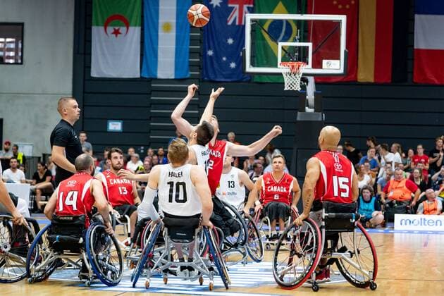 Rollstuhlbasketball WM 2018 in Hamburg - Gruppenphase Männer Deutschland GER gegen Kanada CAN Rollstuhlbasketball WM 2018 in Hamburg - Gruppenphase Männer Deutschland GER gegen Kanada CAN, Hamburg Hamburg Deutschland Edeloptics-Arena