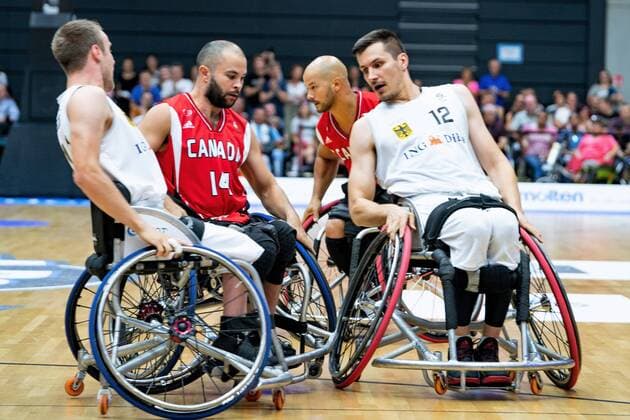Rollstuhlbasketball WM 2018 in Hamburg - Gruppenphase Männer Deutschland GER gegen Kanada CAN Rollstuhlbasketball WM 2018 in Hamburg - Gruppenphase Männer Deutschland GER gegen Kanada CAN, Hamburg Hamburg Deutschland Edeloptics-Arena