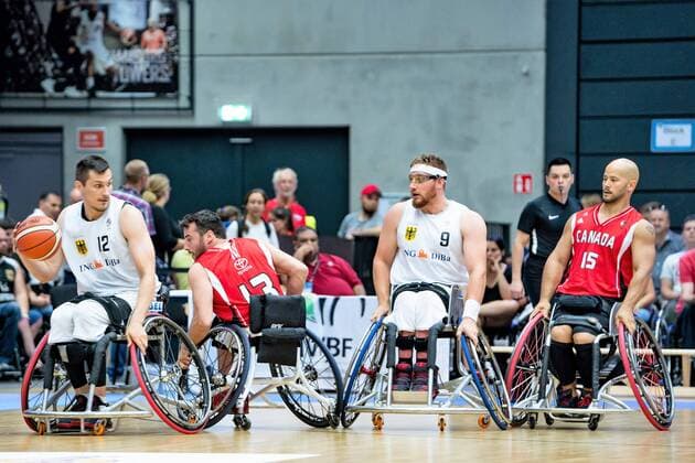 Rollstuhlbasketball WM 2018 in Hamburg - Gruppenphase Männer Deutschland GER gegen Kanada CAN Rollstuhlbasketball WM 2018 in Hamburg - Gruppenphase Männer Deutschland GER gegen Kanada CAN, Hamburg Hamburg Deutschland Edeloptics-Arena