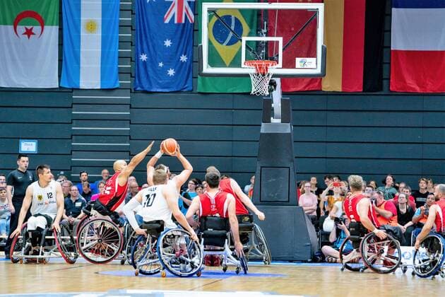 Rollstuhlbasketball WM 2018 in Hamburg - Gruppenphase Männer Deutschland GER gegen Kanada CAN Rollstuhlbasketball WM 2018 in Hamburg - Gruppenphase Männer Deutschland GER gegen Kanada CAN, Hamburg Hamburg Deutschland Edeloptics-Arena