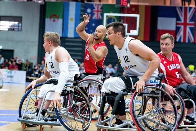 Rollstuhlbasketball WM 2018 in Hamburg - Gruppenphase Männer Deutschland GER gegen Kanada CAN Rollstuhlbasketball WM 2018 in Hamburg - Gruppenphase Männer Deutschland GER gegen Kanada CAN, Hamburg Hamburg Deutschland Edeloptics-Arena