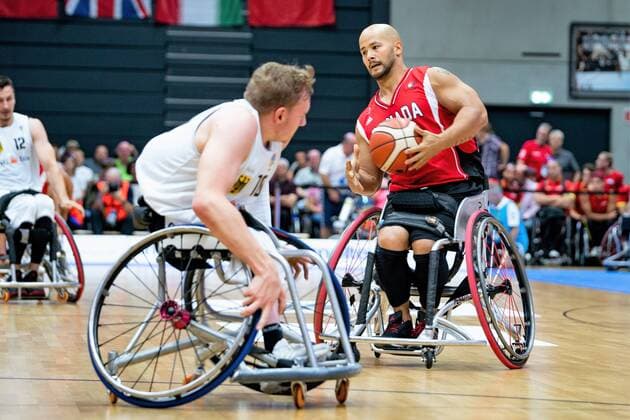 Rollstuhlbasketball WM 2018 in Hamburg - Gruppenphase Männer Deutschland GER gegen Kanada CAN Rollstuhlbasketball WM 2018 in Hamburg - Gruppenphase Männer Deutschland GER gegen Kanada CAN, Hamburg Hamburg Deutschland Edeloptics-Arena