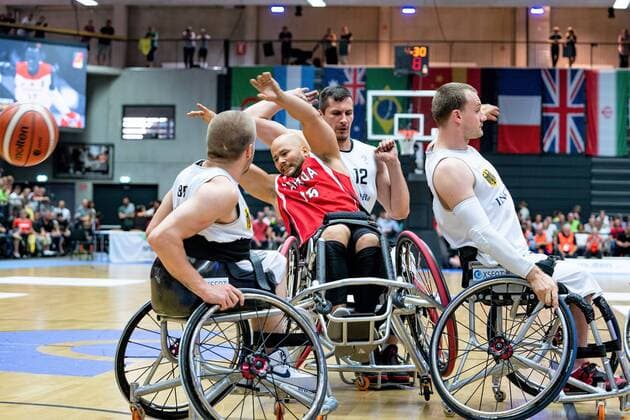 Rollstuhlbasketball WM 2018 in Hamburg - Gruppenphase Männer Deutschland GER gegen Kanada CAN Rollstuhlbasketball WM 2018 in Hamburg - Gruppenphase Männer Deutschland GER gegen Kanada CAN, Hamburg Hamburg Deutschland Edeloptics-Arena