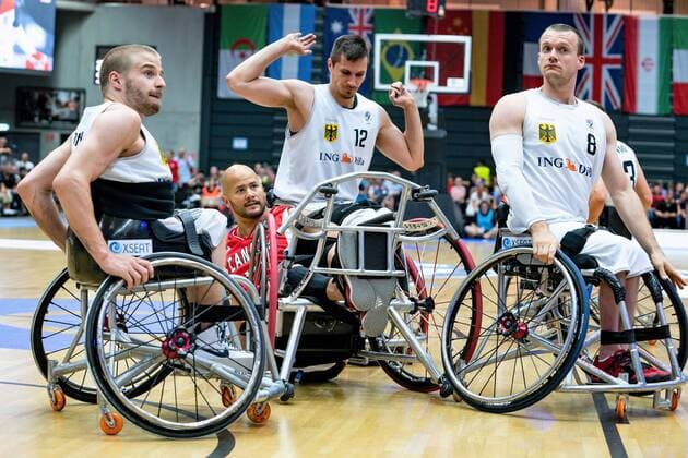 Rollstuhlbasketball WM 2018 in Hamburg - Gruppenphase Männer Deutschland GER gegen Kanada CAN Rollstuhlbasketball WM 2018 in Hamburg - Gruppenphase Männer Deutschland GER gegen Kanada CAN, Hamburg Hamburg Deutschland Edeloptics-Arena