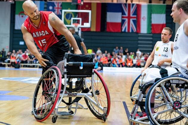 Sport Bilder des Tages Rollstuhlbasketball WM 2018 in Hamburg - Gruppenphase Männer Deutschland GER gegen Kanada CAN Rollstuhlbasketball WM 2018 in Hamburg - Gruppenphase Männer Deutschland GER gegen Kanada CAN, Hamburg Hamburg Deutschland Edeloptics-Arena