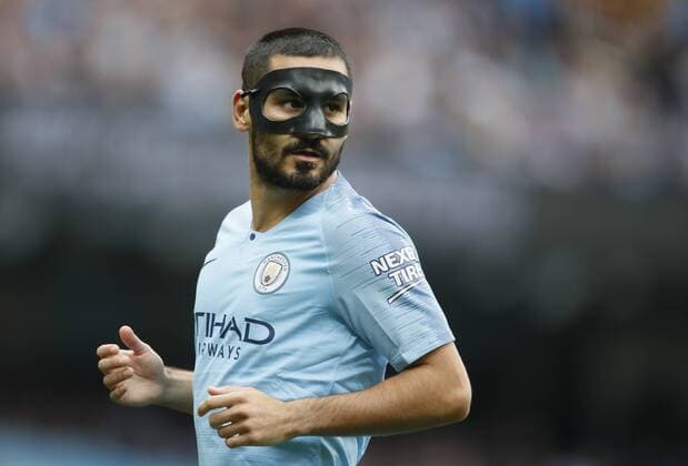 Ilkay Gundogan of Manchester City during the Premier League match at the Etihad Stadium, Manchester. Picture date 19th August 2018. Picture credit should read: Simon Bellis Sportimage EDITORIAL USE ONLY. No use with unauthorised audio, video, data, fixture lists, club league logos or live services. Online in-match use limited to 120 images, no video emulation. No use in betting, games or single club league player publications.
