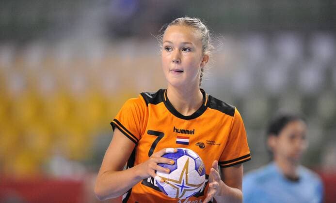 2018.08.19 Kielce Pilka reczna Mlodziezowe Mistrzostwa Swiata w Pilce Recznej Kobiet do lat 18 Hiszpania - Holandia N z Nyala Krullaars Foto Lukasz Sobala Press Focus 2018.08.19 Kielce Handball IHF Youth U18 Womens World Championship WM Weltmeisterschaft 2018 Spain - Netherlands Nyala Krullaars Credit: Lukasz Sobala Press Focus NEWSPIX.PL --- Newspix.pl  20180819PF_LS050