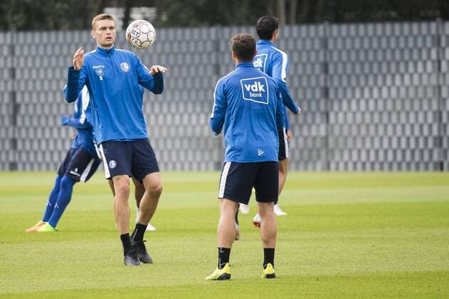 Gent s Igor Plastun pictured in action during a training session of Belgian club KAA Gent ahead of their match against Bordeaux, Wednesday 22 August 2018 in Gent. The team is preparing for the first leg of their play off match against Girondins de Bordeaux for the Europa League competition. JASPERxJACOBS  x05410274x