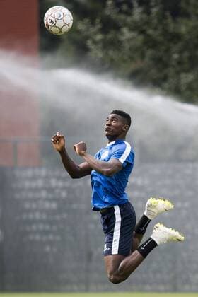 Gent s Michael Awoniyi Taiwo pictured in action during a training session of Belgian club KAA Gent ahead of their match against Bordeaux, Wednesday 22 August 2018 in Gent. The team is preparing for the first leg of their play off match against Girondins de Bordeaux for the Europa League competition. JASPERxJACOBS  x05410263x