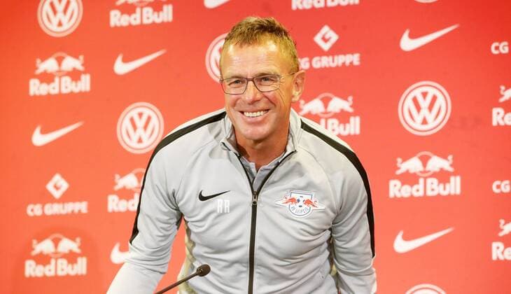 RB Leipzig - Pressekonferenz Fussball Leipzig, 22.08.2018, Red Bull Akademie, Fußball , Rasenballsport Leipzig, Pressekonferenz vor dem Auswärtsspiel in der Euroleague bei Sorja Luhansk. , Im Bild: Trainer Ralf Rangnick, RB Leipzig ,
