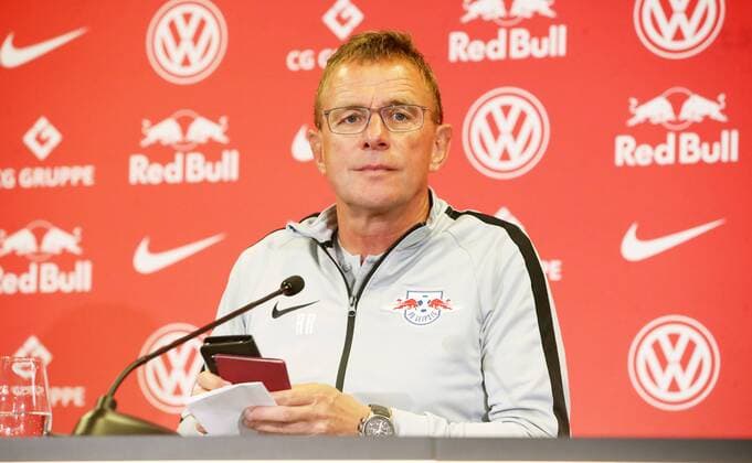 RB Leipzig - Pressekonferenz Fussball Leipzig, 22.08.2018, Red Bull Akademie, Fußball , Rasenballsport Leipzig, Pressekonferenz vor dem Auswärtsspiel in der Euroleague bei Sorja Luhansk. , Im Bild: Trainer Ralf Rangnick, RB Leipzig ,
