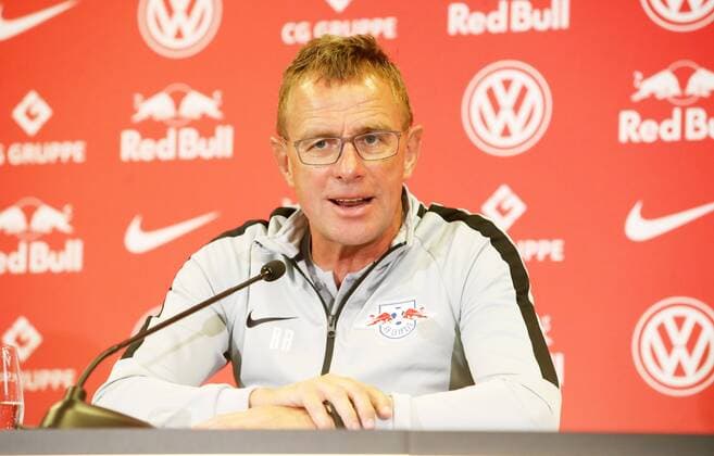 RB Leipzig - Pressekonferenz Fussball Leipzig, 22.08.2018, Red Bull Akademie, Fußball , Rasenballsport Leipzig, Pressekonferenz vor dem Auswärtsspiel in der Euroleague bei Sorja Luhansk. , Im Bild: Trainer Ralf Rangnick, RB Leipzig ,