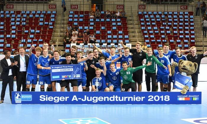 PIXUM Supercup 2018 in Düsseldorf. A-Jgd Finale TuSem Essen - Bayer Dormagen 22.08.2018. Sieger des Jugendturniers Bayer Dormagen.