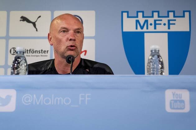180822 Head coach Uwe Rösler of Malmö FF during a practice and press conference PK Pressekonferenz ahead of the UEFA Europa League qualifying match between Malmö FF and Midtjylland on August 22, 2018 in Malmö. Photo: Ludvig Thunman BILDBYRN kod LT 35524 Copyright: LUDVIGxTHUNMAN BB180822LT018