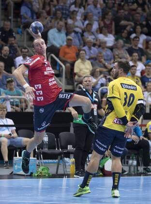 Pixum Super Cup in Düsseldorf, 22.8.2018 Pixum Super Cup in Düsseldorf, 22. 8.2018 SG Flensburg Handewitt vs. Rhein-Neckar Löwen Holger Glandorf und Jannik Kohlbacher
