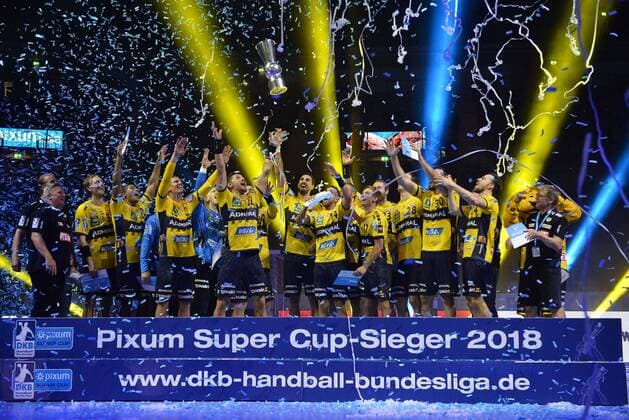 Handball Pixum Super Cup SG Flensburg Handewitt - Rhein-Neckar Löwen am 22.08.2018 im ISS Dome in Düsseldorf Gewinner Pixum Super Cup 2018 - Rhein-Neckar Löwen