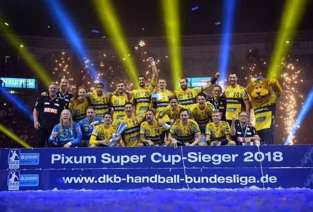 Handball Pixum Super Cup SG Flensburg Handewitt - Rhein-Neckar Löwen am 22.08.2018 im ISS Dome in Düsseldorf Gewinner Pixum Super Cup 2018 - Rhein-Neckar Löwen