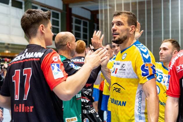 22.08.2018 - Handball -1. Bundesliga DKB HBL - Saison 2018 2019 - Testspiel - Freundschaftsspiel: HC Erlangen HCE - KS Vive Kielce - ThHa - Michal Jurecki (5, Vive Kielce ) Benedikt Kellner (17, HC Erlangen HCE )