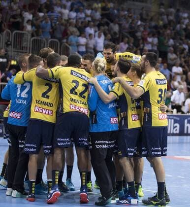 Pixum Super Cup in Düsseldorf, 22.8.2018 Pixum Super Cup in Düsseldorf, 22. 8.2018 SG Flensburg Handewitt vs. Rhein-Neckar Löwen Schlussjubel Rhein Neckar Löwen