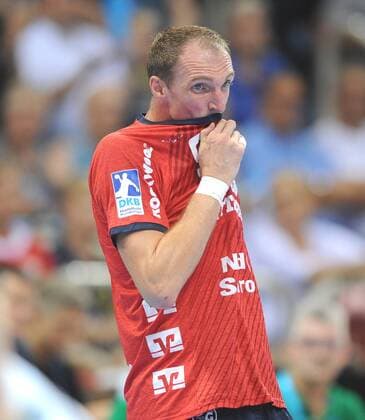 PIXUM Supercup 2018 in Düsseldorf. SG Flensburg-Handwitt - Rhein-Neckar Löwen 22.08.2018. Holger Glandorf (Flensburg-Handewitt) enttäuscht.