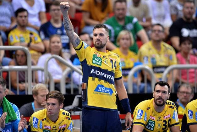 Handball Pixum Super Cup SG Flensburg Handewitt - Rhein-Neckar Löwen am 22.08.2018 im ISS Dome in Düsseldorf Bogdan Radivojevic ( Rhein-Neckar Löwen )